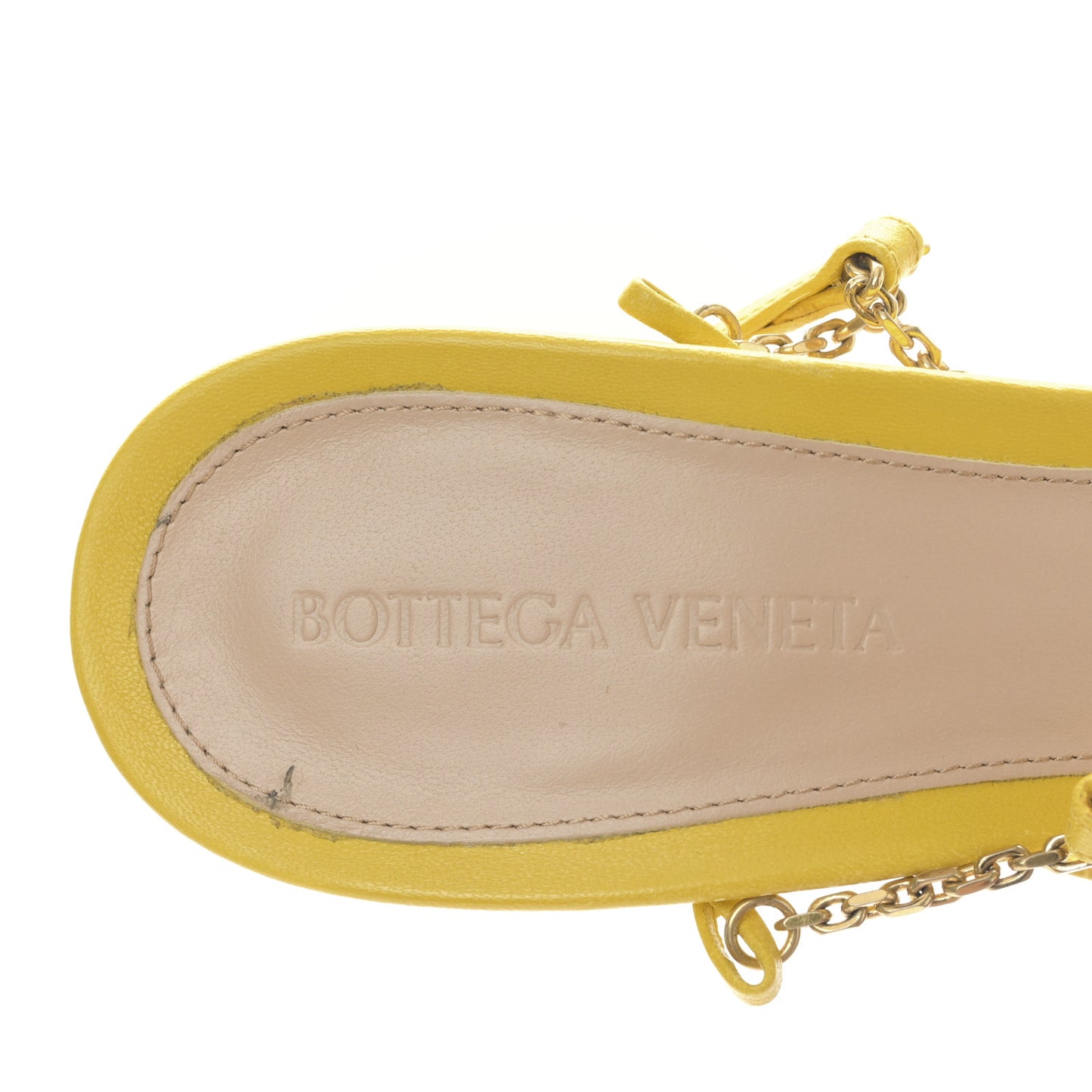 Lambskin Stretch Chain Strap 90mm Sandals 38 Buttercup