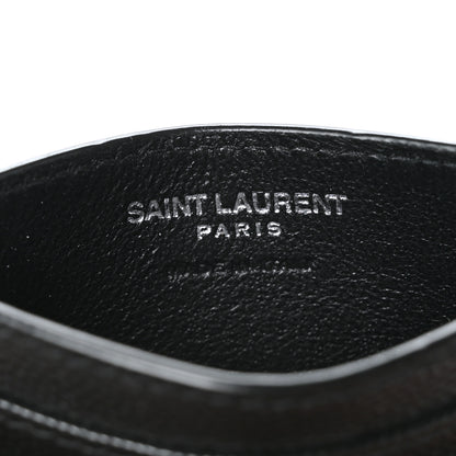 Saint Laurent Grain De Poudre Matelasse Chevron Monogram Credit Card Case Black 6 of 9
