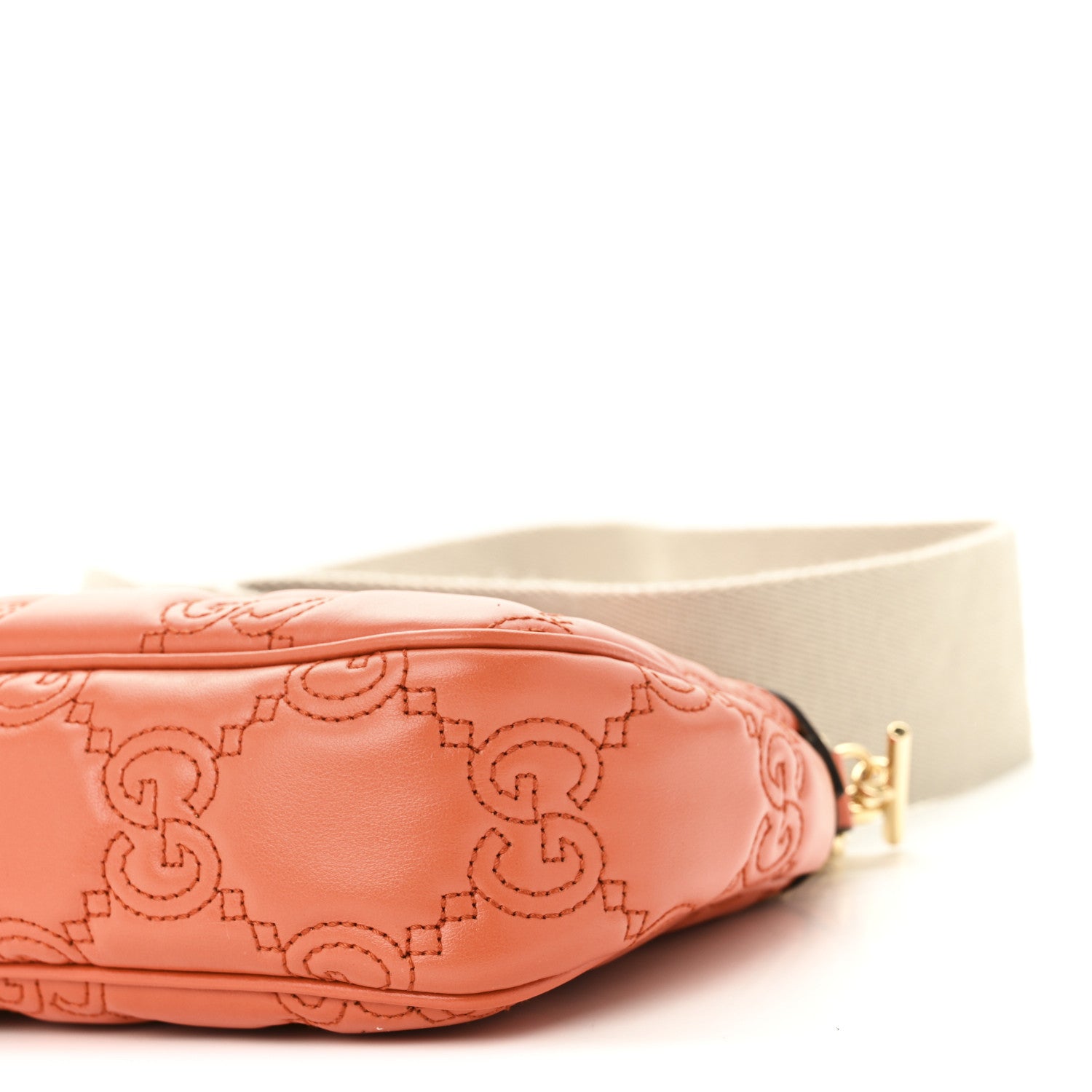 Gucci Calfskin GG Matelasse Chain Handbag Deep Orange Natural 11 of 12