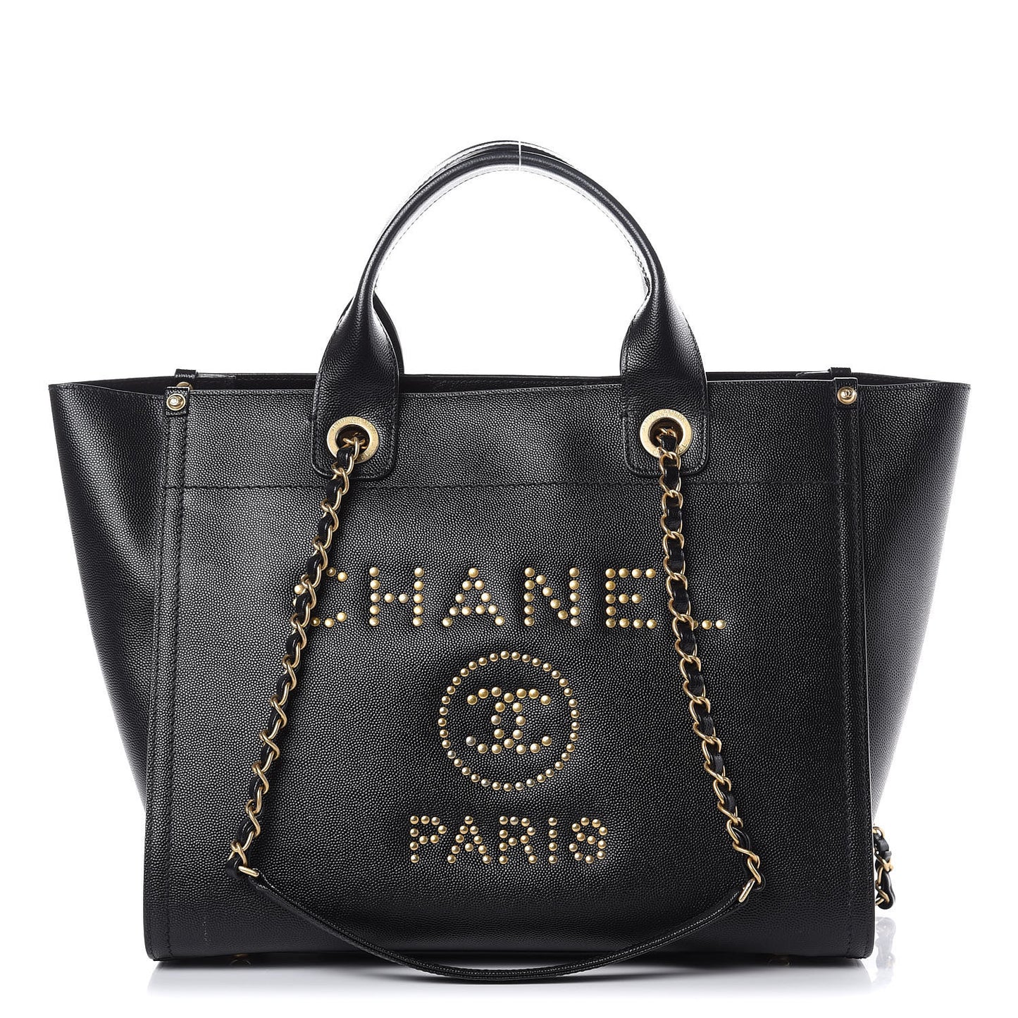 Caviar Small Studded Deauville Tote Black