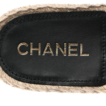 Chanel Wool Laminated Lambskin CC Slide Sandals 39 Black Gold 6 of 9