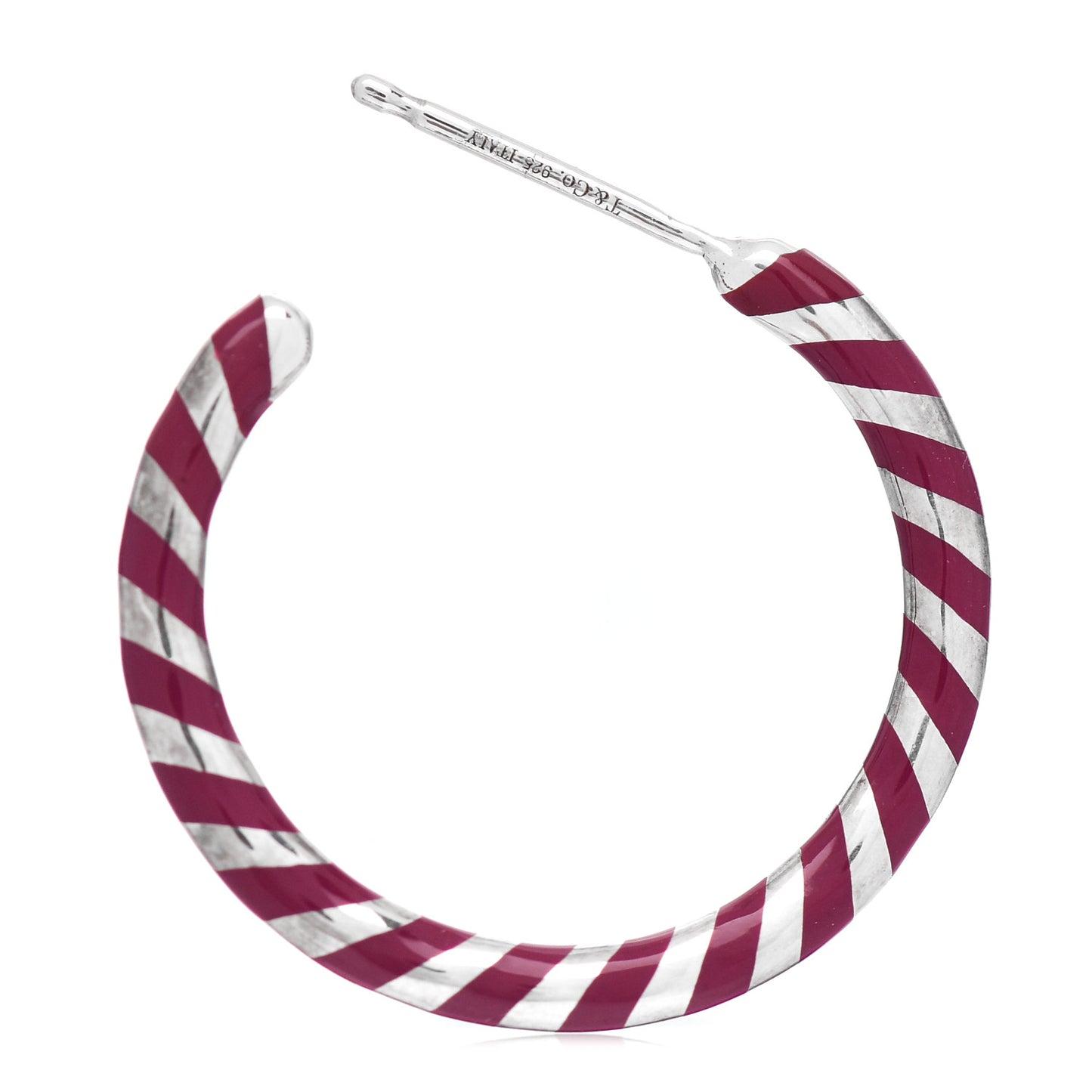 Sterling Silver Enamel Stripe Hoop Earrings Red