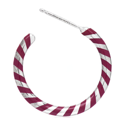 Tiffany Sterling Silver Enamel Stripe Hoop Earrings Red 4 of 4