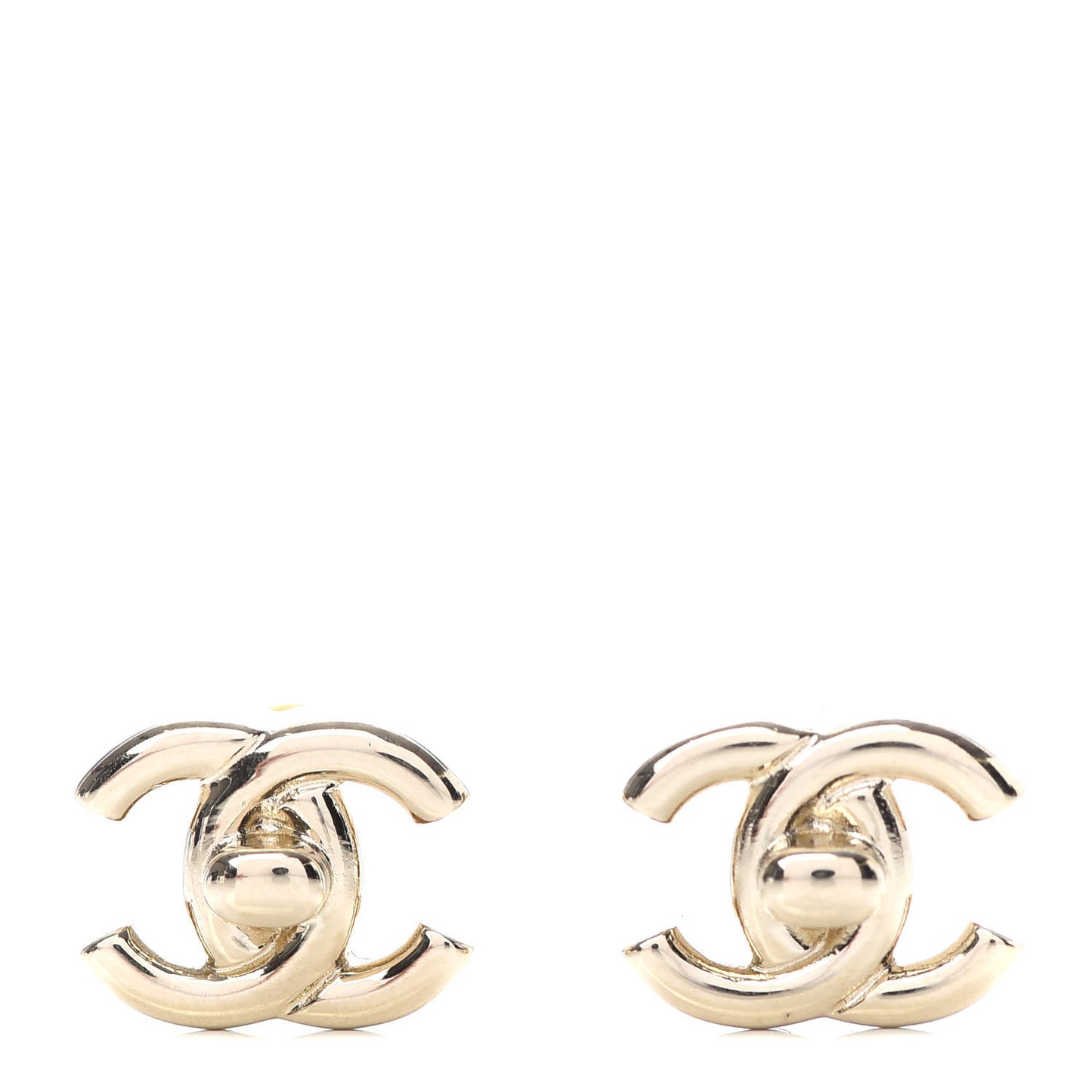 Metal CC Turnlock Earrings Gold