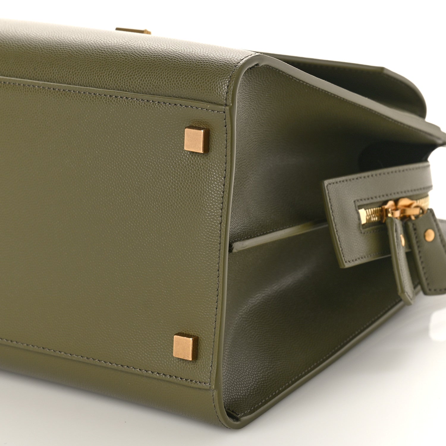 Saint Laurent Grain De Poudre Medium Uptown Tote Vert Kaki 8 of 8