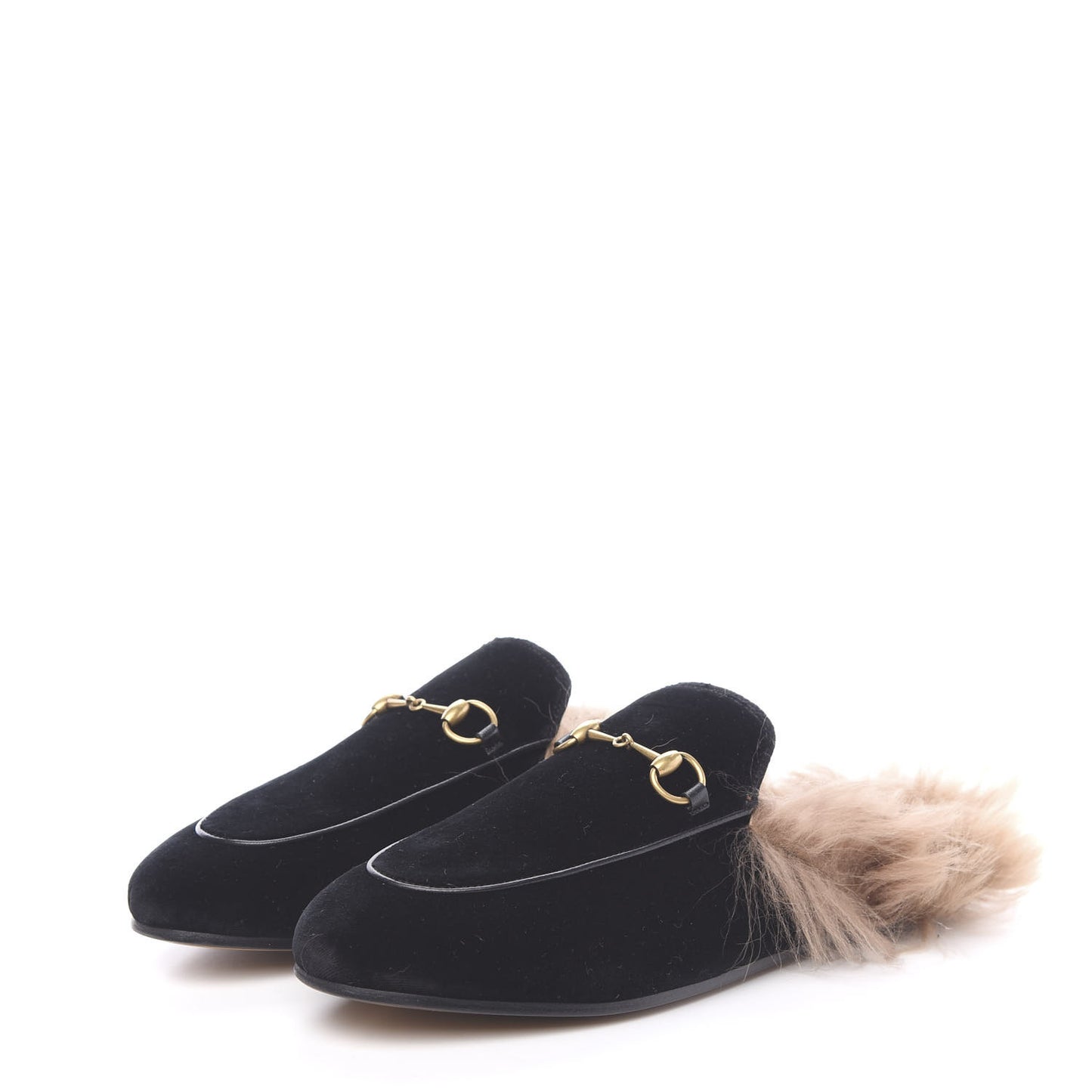 Velvet Fur Womens Princetown Slippers 40 Black