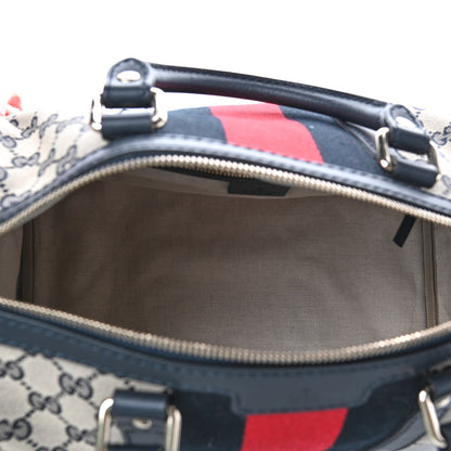 Gucci Monogram Selleria Calfskin Vintage Web Medium Boston Beige Blue 4 of 4