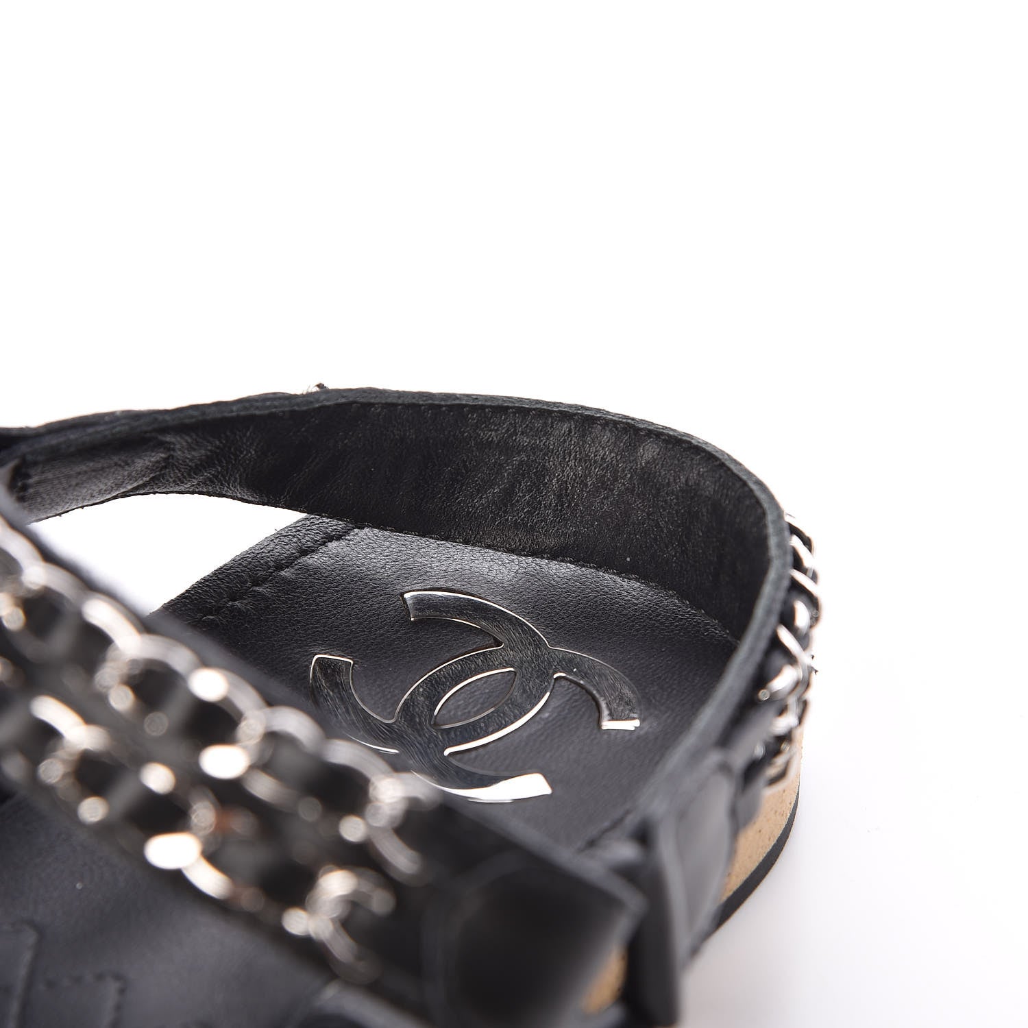 Chanel Calfskin Chain Sandals 41 Black 8 of 8