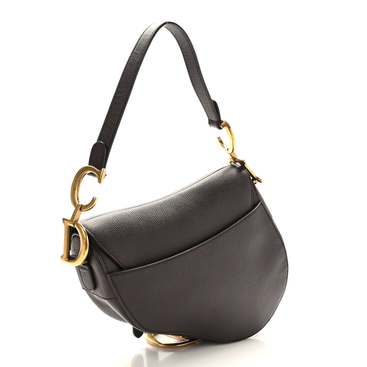 Grained Calfskin Saddle Bag Burgundy
