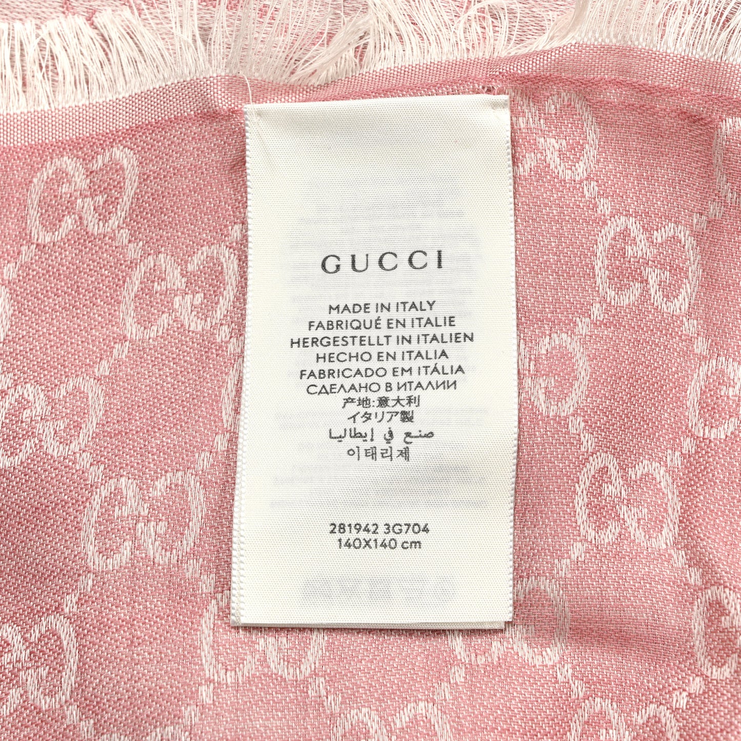 Wool Silk GG Monogram GGNat Scarf Rose Ivory