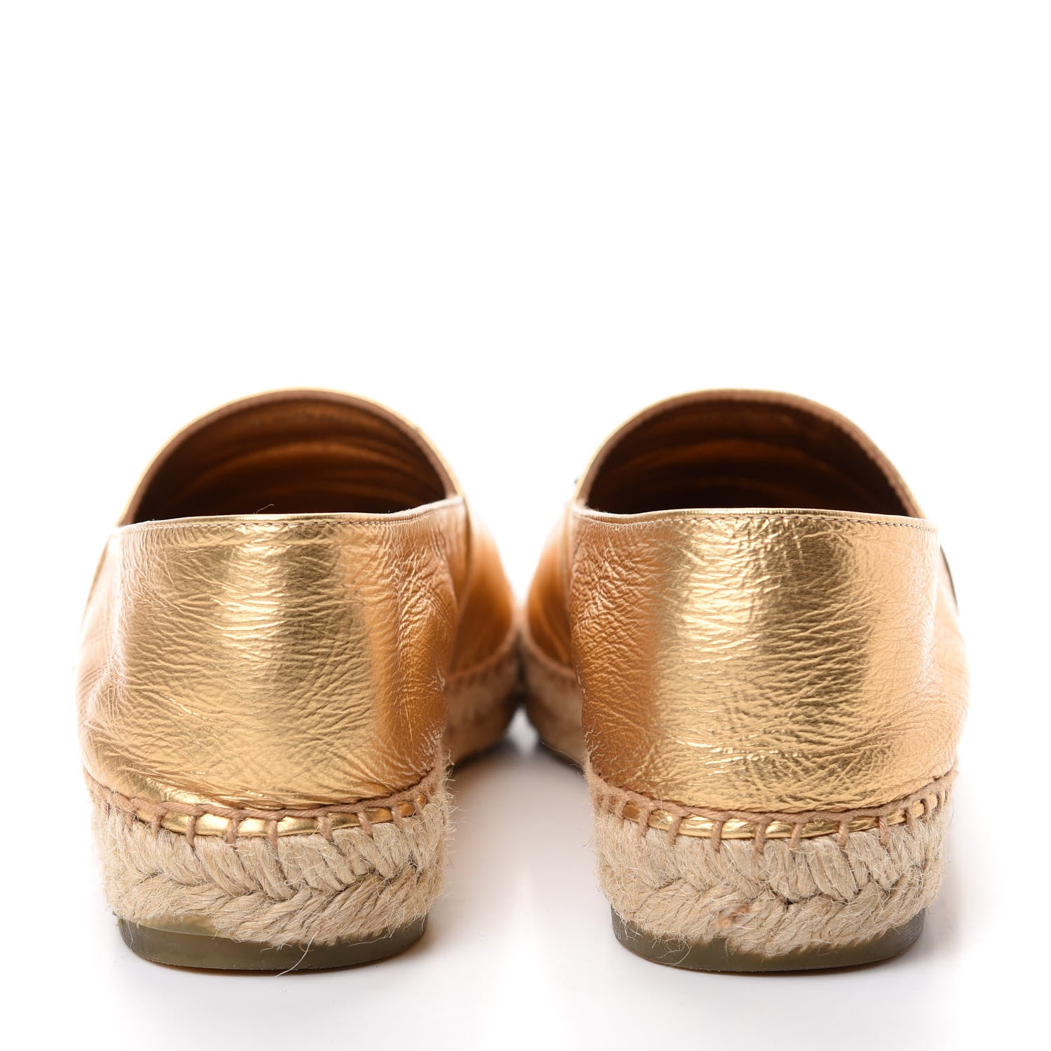 Chanel Laminated Lambskin Grosgrain CC Espadrilles 38 Gold Black 7 of 13
