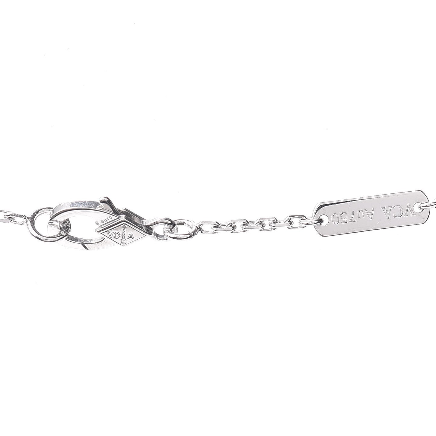 18K White Gold Mother of Pearl Vintage Alhambra Pendant Necklace