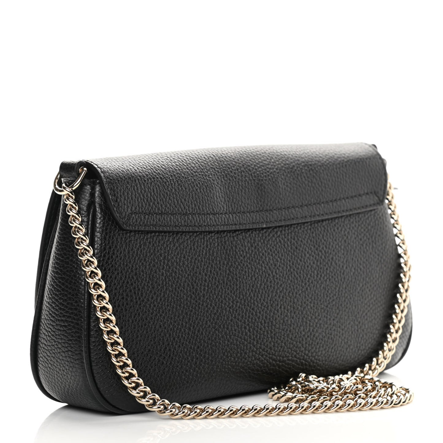 Pebbled Calfskin Medium Soho Flap Crossbody Black
