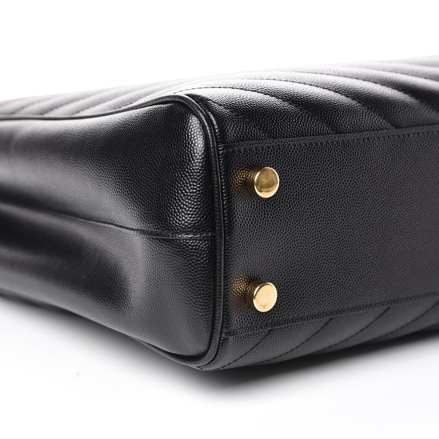 Saint Laurent Grain De Poudre Matelasse Chevron Monogram Shopping Bag Black 9 of 10