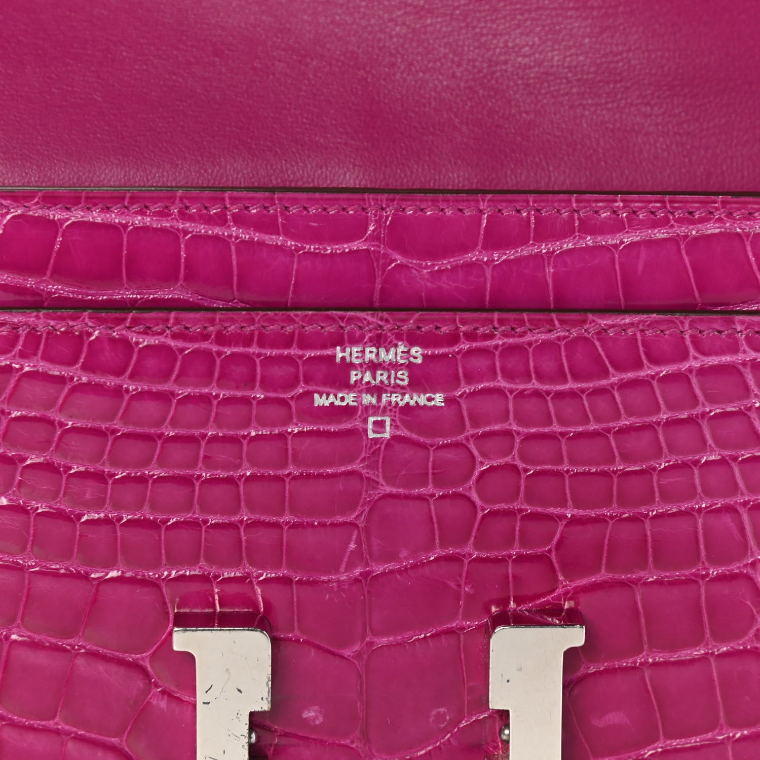 Hermes Shiny Alligator Constance Long Wallet Rose Scheherazade 6 of 14