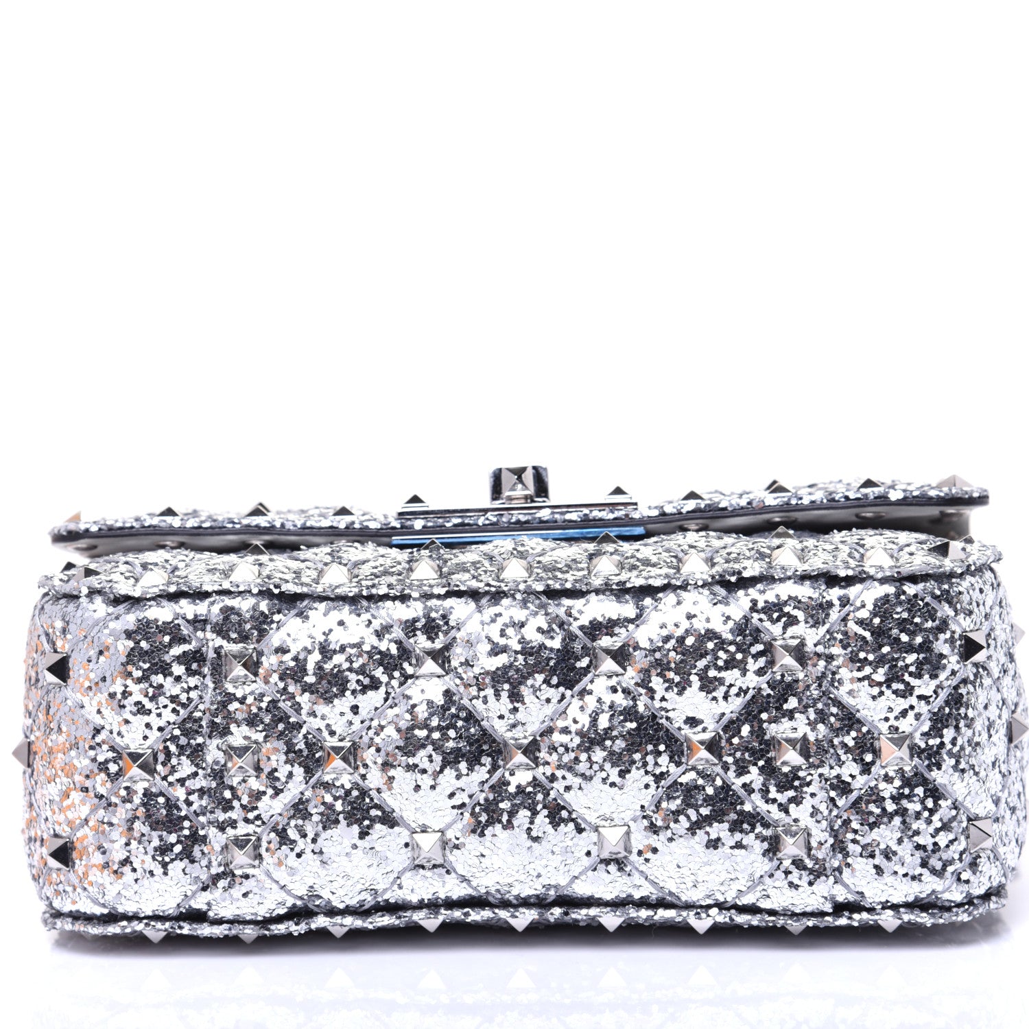 Valentino Garavani Glitter Mini Rockstud Spike Shoulder Bag Silver 9 of 13
