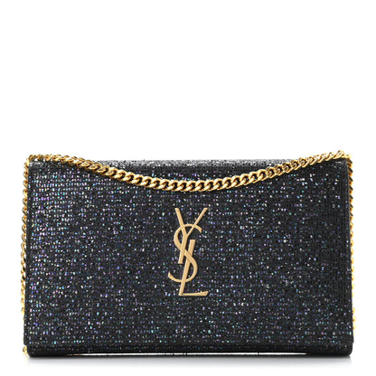 Saint Laurent Glitter Classic Monogram Chain Wallet Black Multicolor 1 of 10