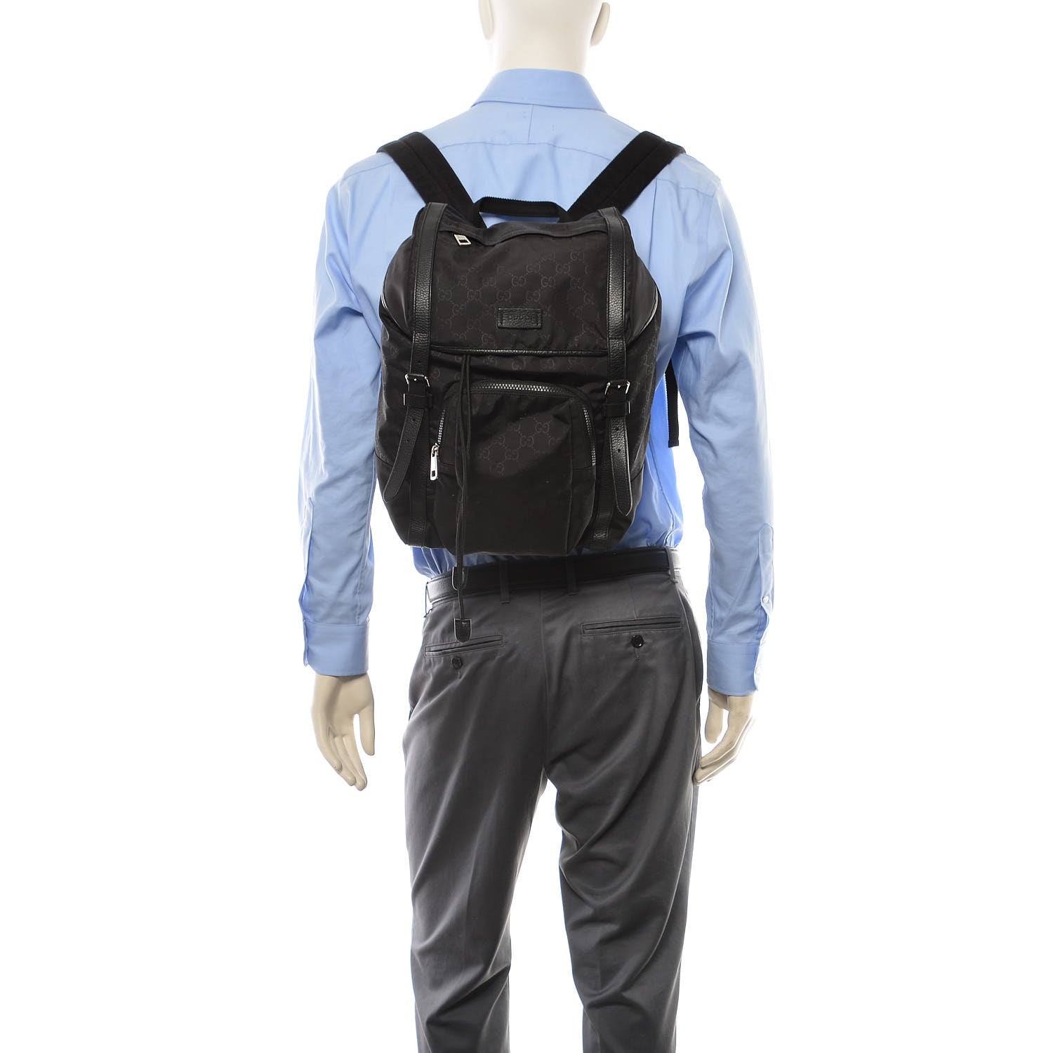 Gucci Nylon Monogram Medium Light Double Buckle Backpack Black 2 of 11