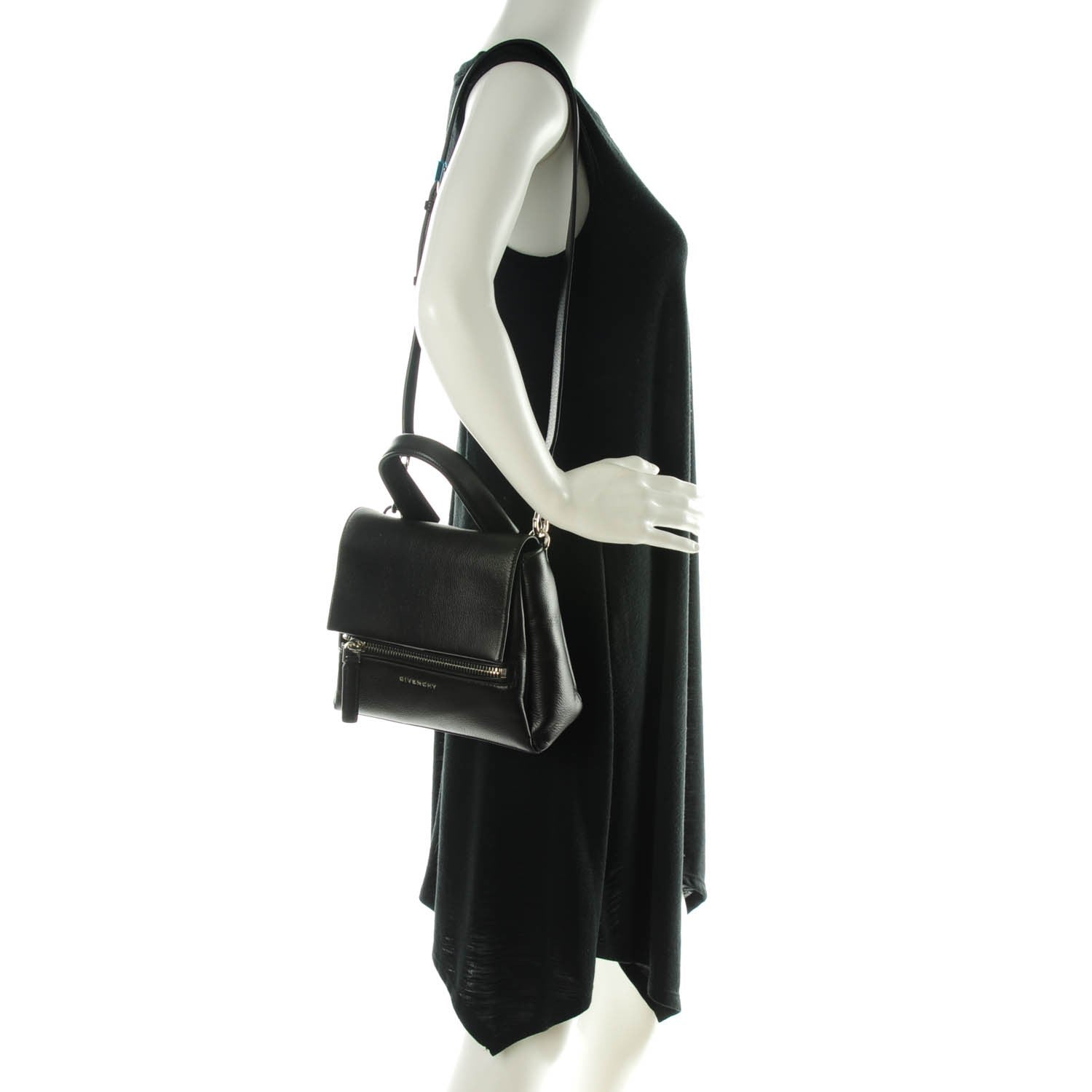 Givenchy Waxy Grained Calfskin Mini Pandora Pure Flap Bag Black 2 of 7