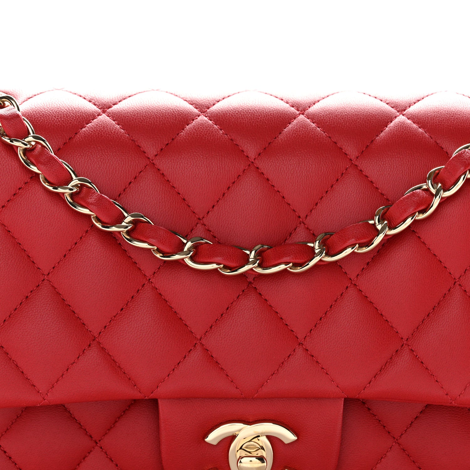 Chanel Lambskin Quilted Medium Double Flap Red 8 of 13