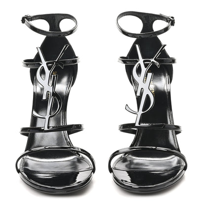 Saint Laurent Patent Cassandra 100 Ankle Strap Sandals 41 Black 3 of 10