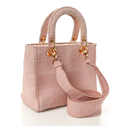 Christian Dior Canvas Embroidered Cannage Medium Lady D-Lite Pink 2 of 12