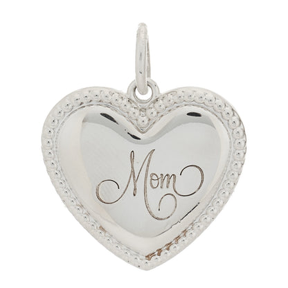 Tiffany Sterling Silver Beaded Mom Heart Tag Charm 1 of 3