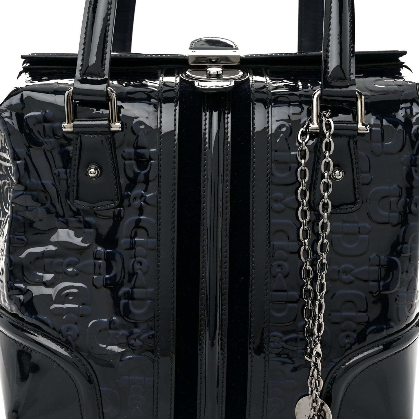 Patent Horsebit Embossed Treasure Boston Black Blue