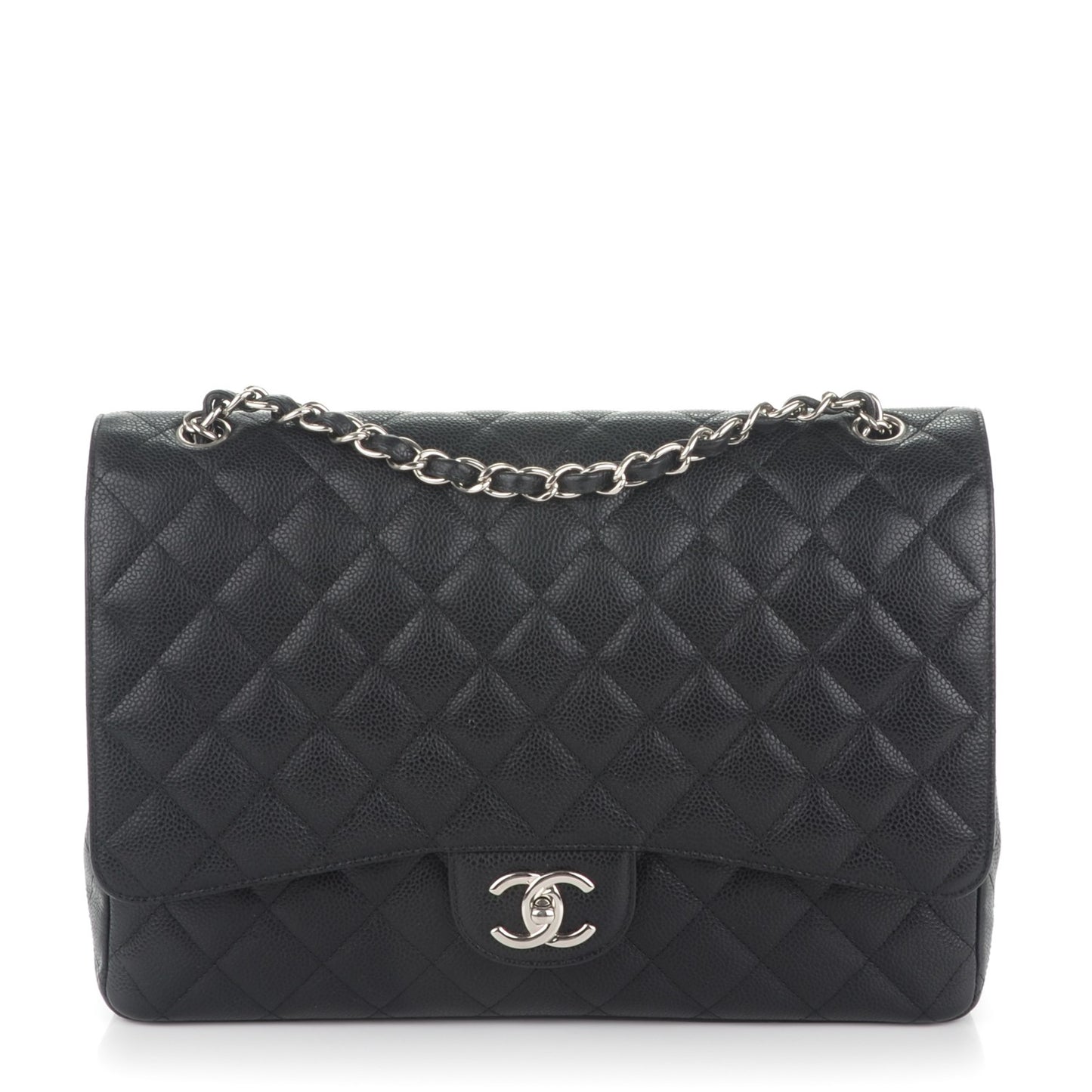 Caviar Quilted Maxi Double Flap Black