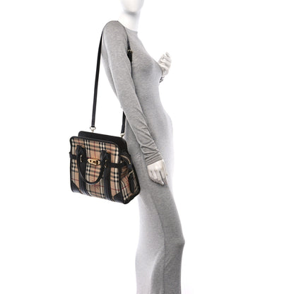 Burberry Haymarket Check Medium Minford Portrait Tote Chocolate 2 of 9