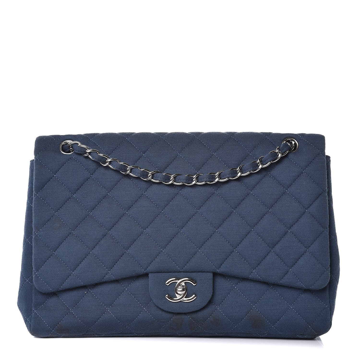 Chanel Jersey Quilted Maxi Single Flap Blue 1 of 14