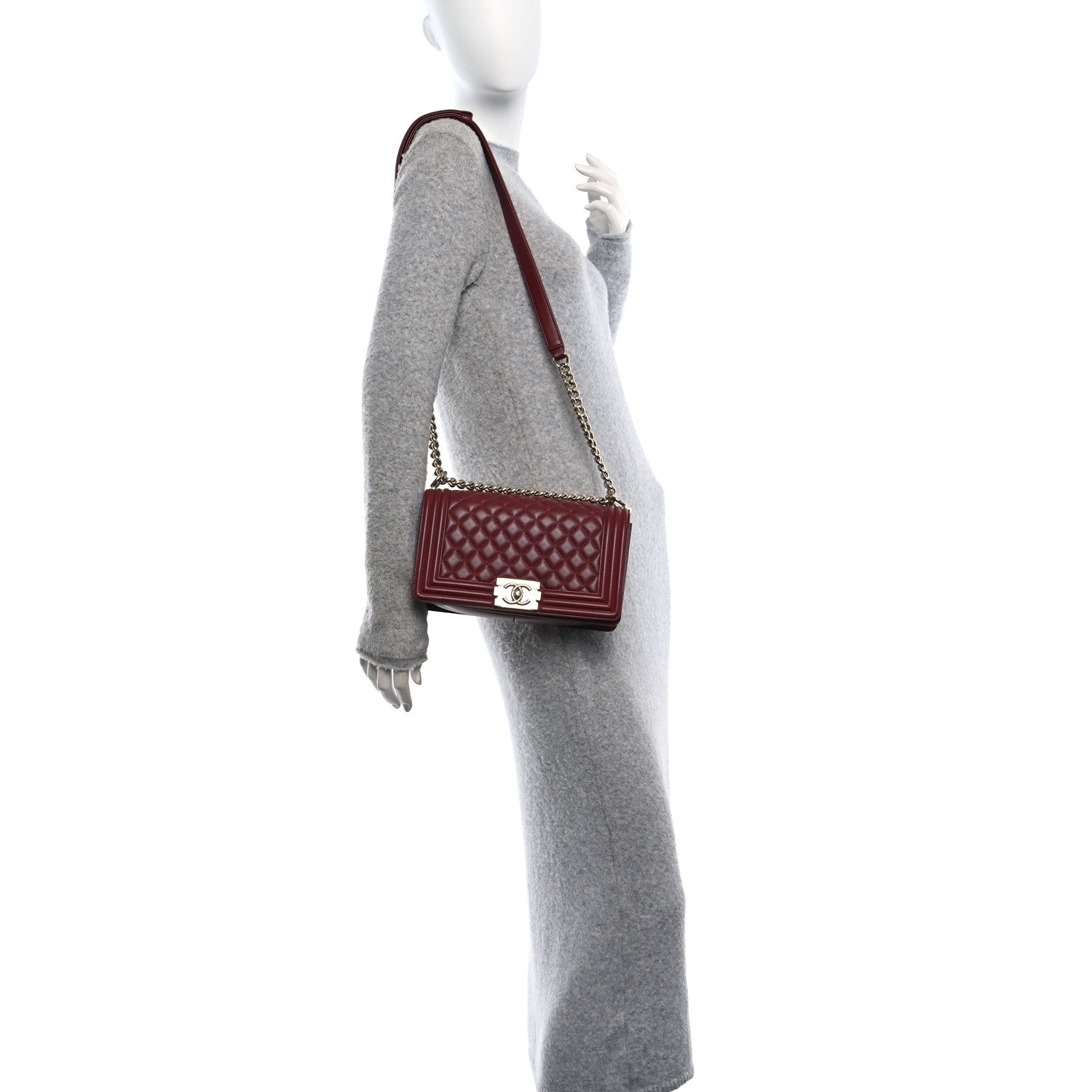 Chanel Lambskin Quilted Medium Boy Flap Dark Red 2 of 11