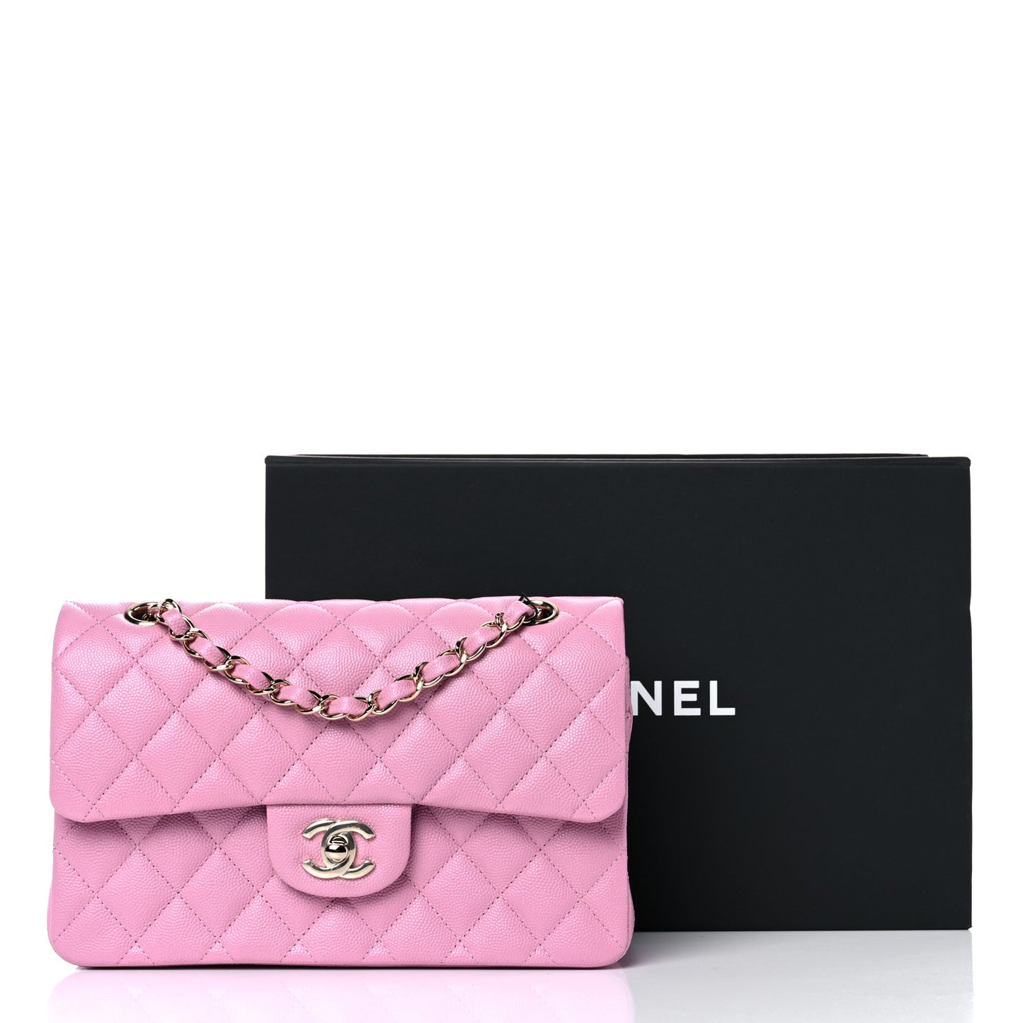 Caviar Quilted Small Double Flap Pink