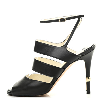 Chanel Lambskin CC Sandals 39 Black 1 of 10