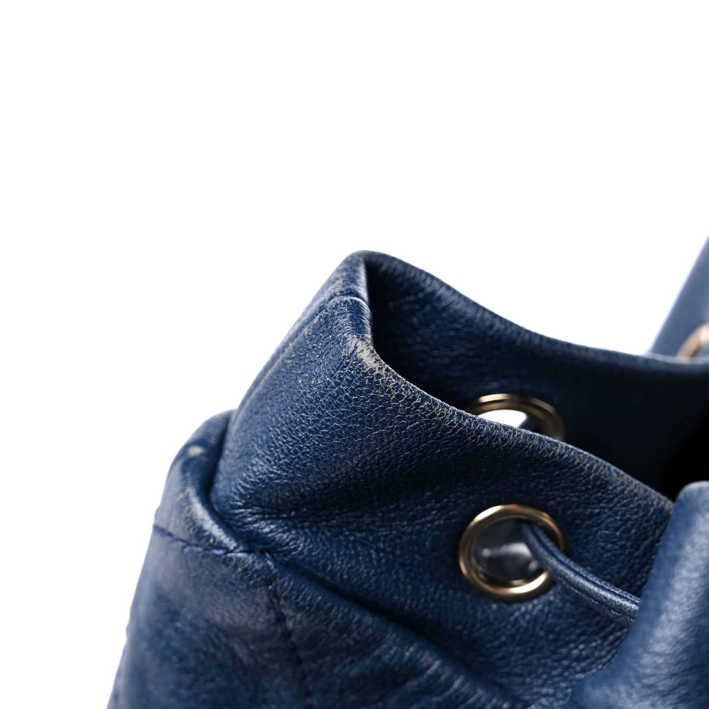 Sheepskin Caviar Quilted Daily Round Backpack Blue