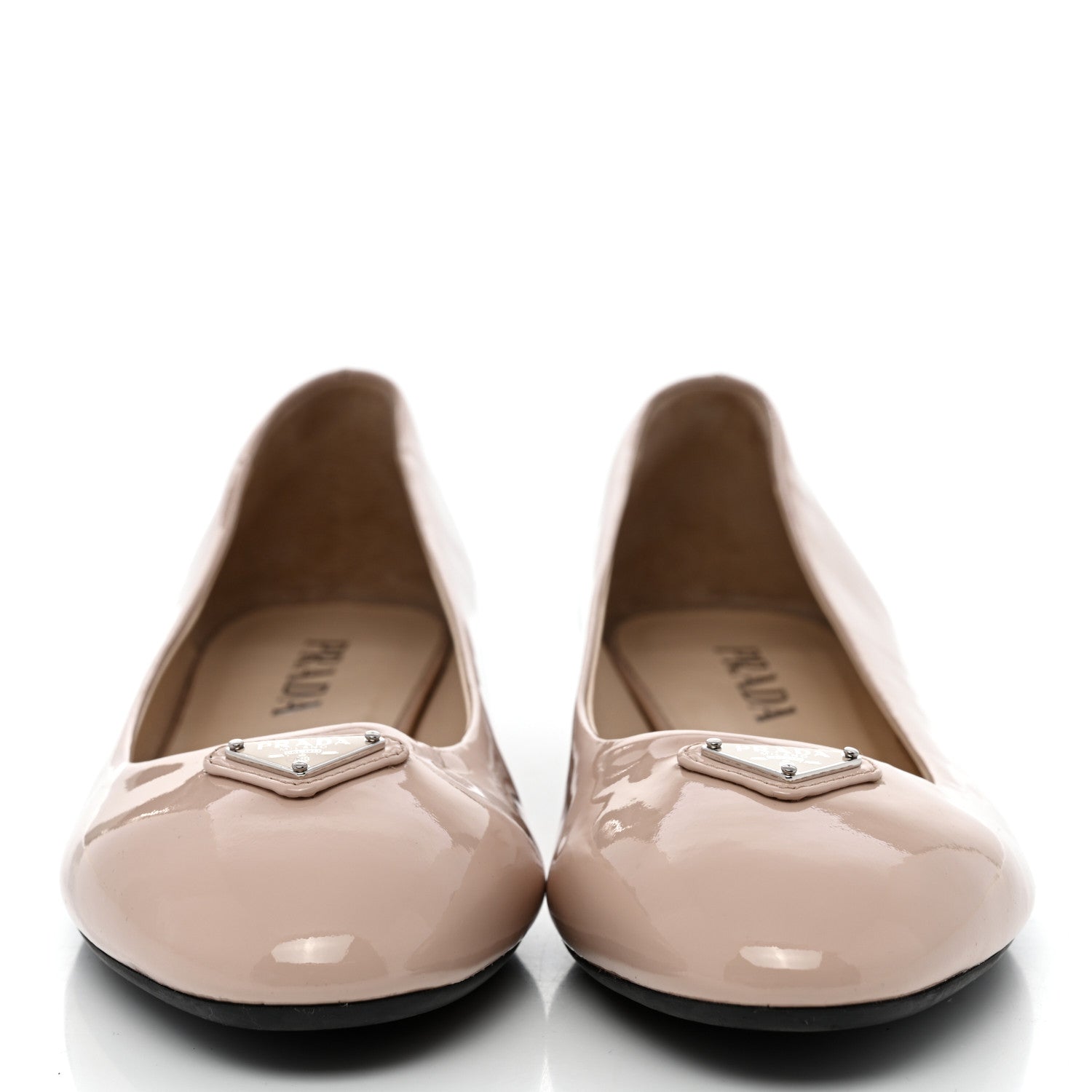 Prada Patent Triangle Ballerina Flats 37.5 Cipria 2 of 11
