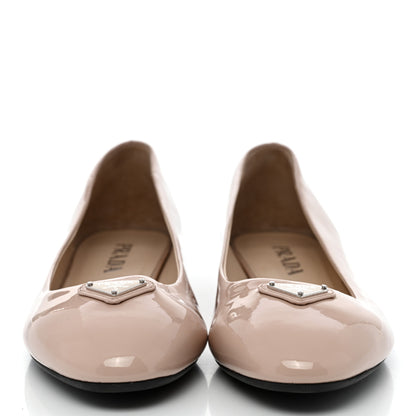 Prada Patent Triangle Ballerina Flats 37.5 Cipria 2 of 11