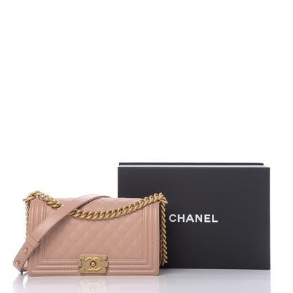 Chanel Caviar Quilted Medium Boy Flap Light Beige 11 of 11
