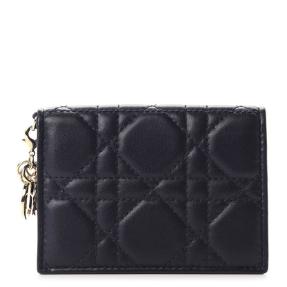 Christian Dior Lambskin Cannage Small Lady Dior Flap Card Holder Indigo 1 of 8