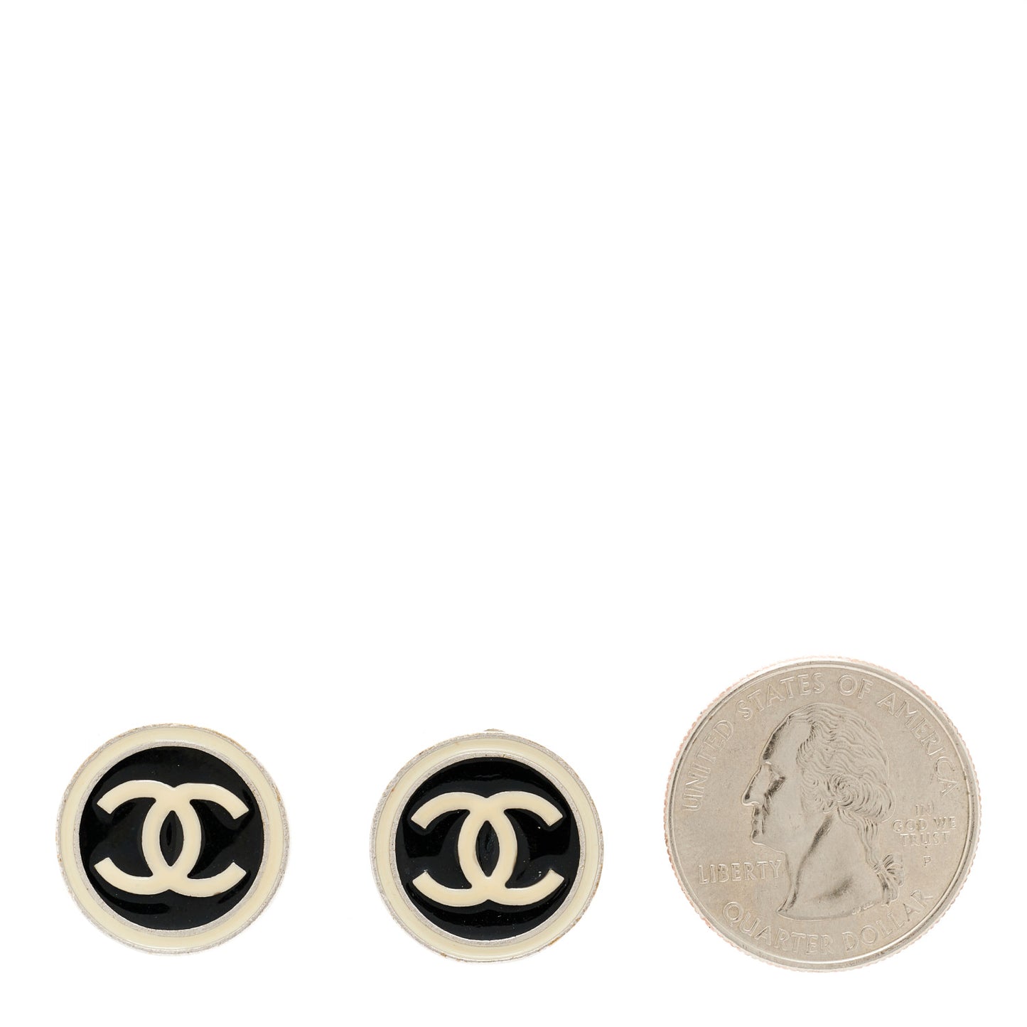 Resin CC Clip On Earrings Black White