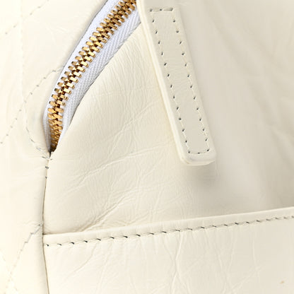 Chanel Aged Calfskin Quilted Double Sided Bowling Bag White 12 of 13