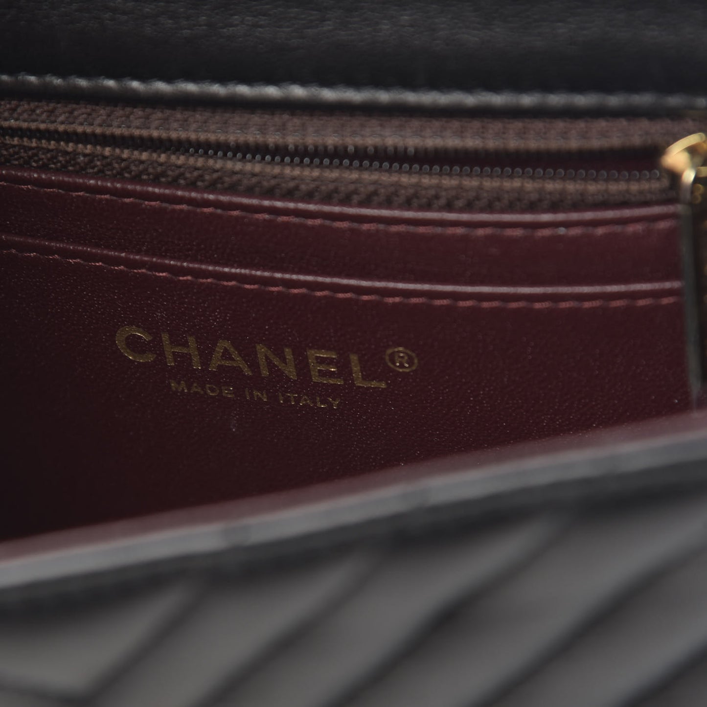 Lambskin Chevron Quilted Mini Square Flap Black