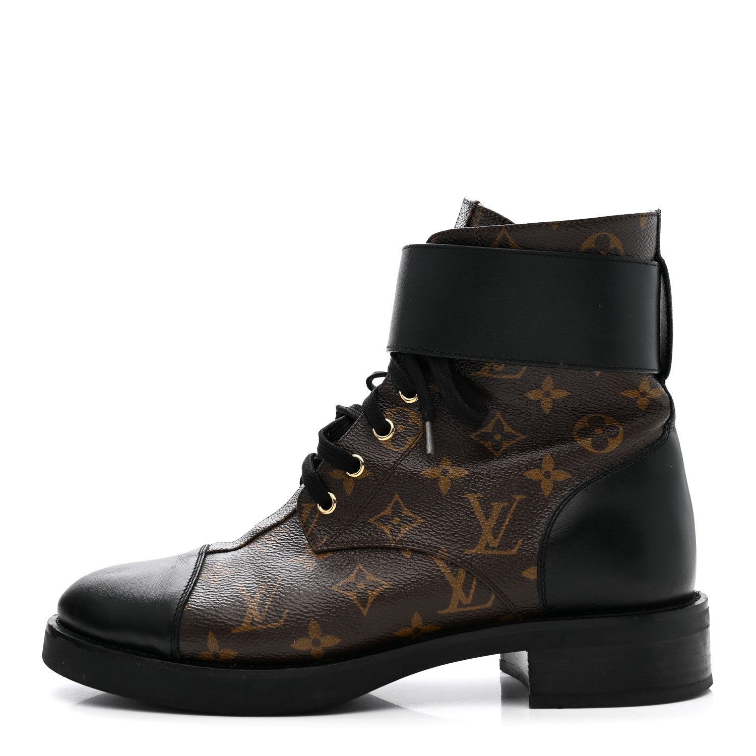 Louis Vuitton Calfskin Monogram Wonderland Flat Ranger Boots 41 Black 1 of 10
