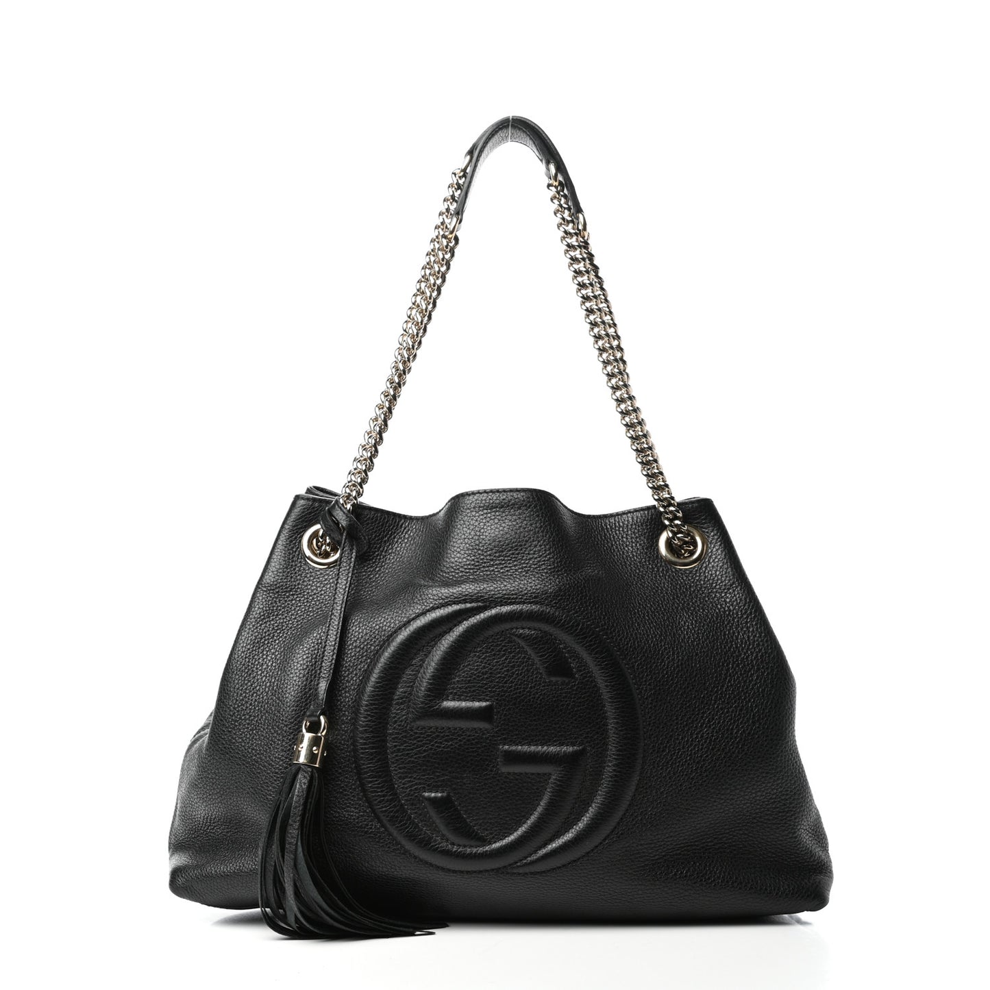 Pebbled Calfskin Medium Soho Chain Shoulder Bag Black