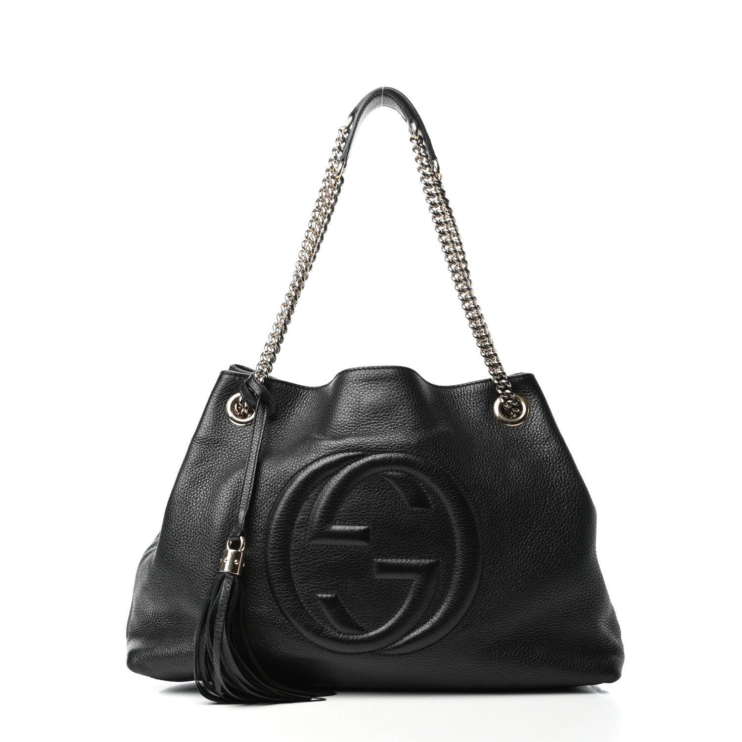 Gucci Pebbled Calfskin Medium Soho Chain Shoulder Bag Black 1 of 9