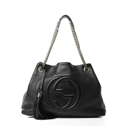 Gucci Pebbled Calfskin Medium Soho Chain Shoulder Bag Black 1 of 9