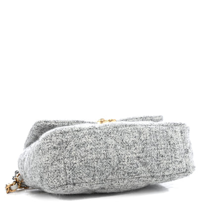 Chanel Tweed Quilted Medium Chanel 19 Flap Grey Ecru 3 of 4