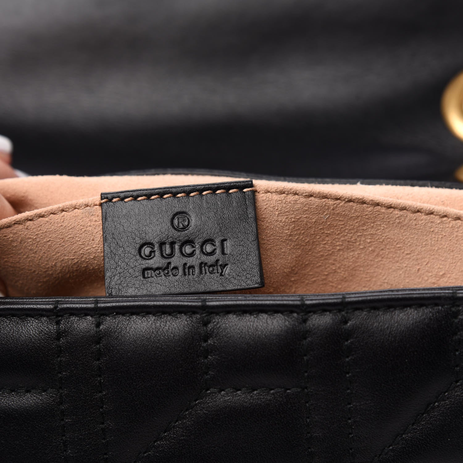 Gucci Calfskin Matelasse Studded Mini Pearly GG Marmont Shoulder Bag Black 7 of 13