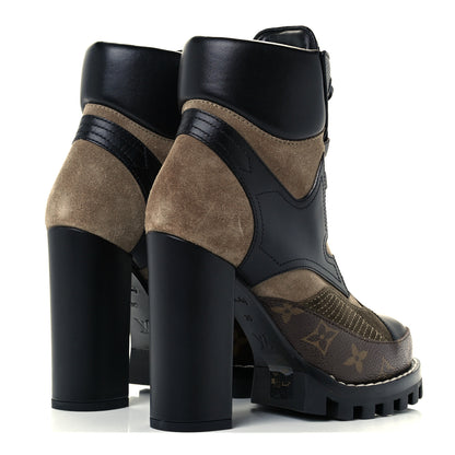 Louis Vuitton Suede Calfskin Monogram Star Trail Ankle Boots 36 Khaki 4 of 10