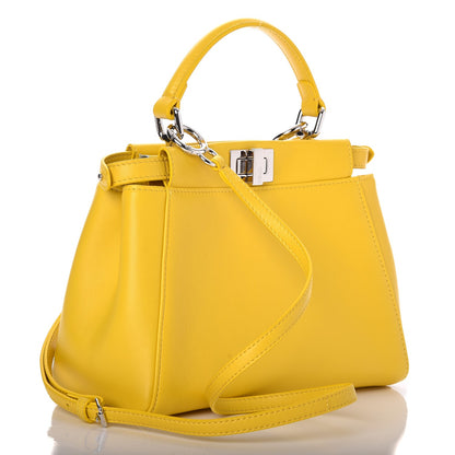 Fendi Nappa Mini Peekaboo Iconic Satchel Lime 3 of 9